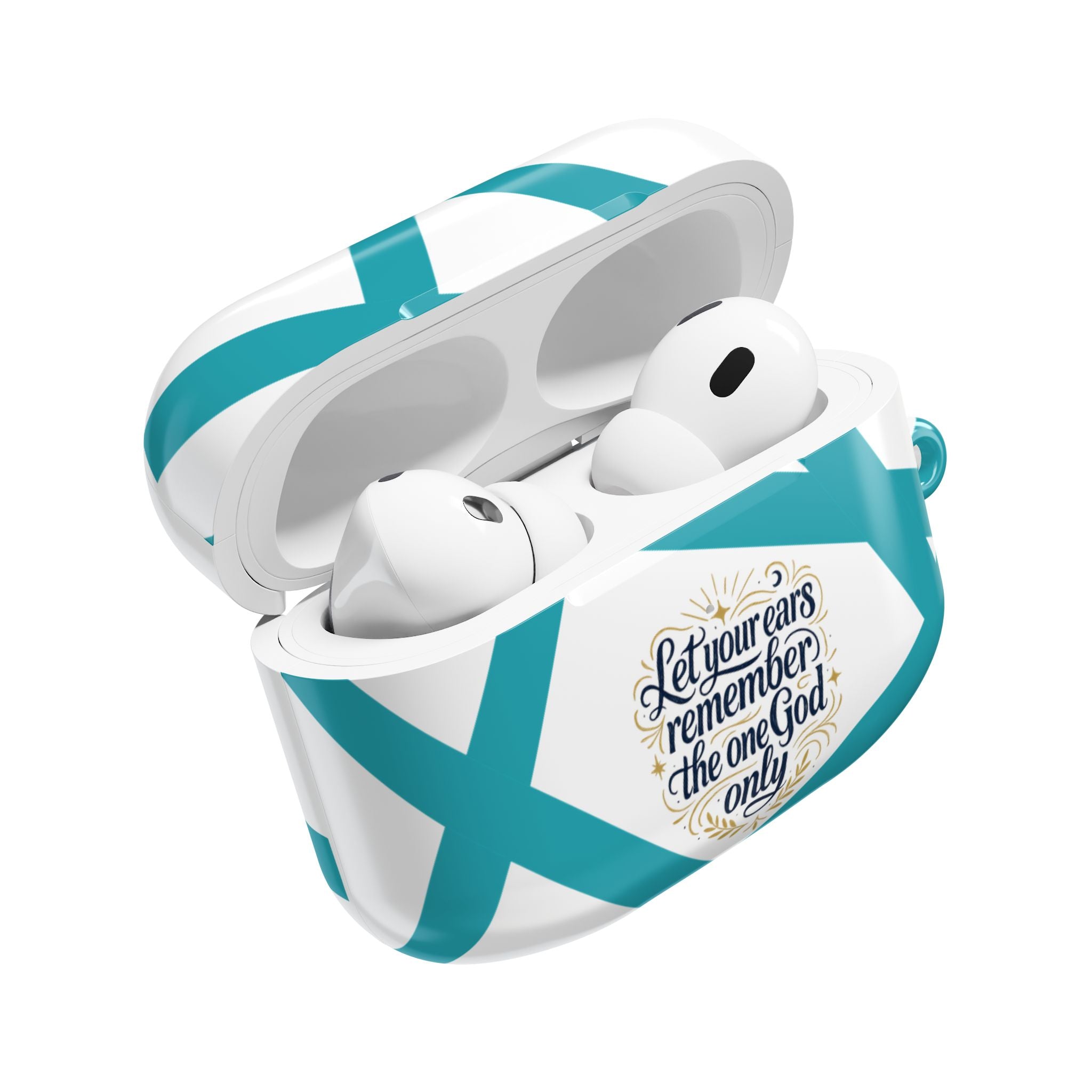 AirPod Case — Religious Star Design with “Let Your Ears Remember the One God Only”