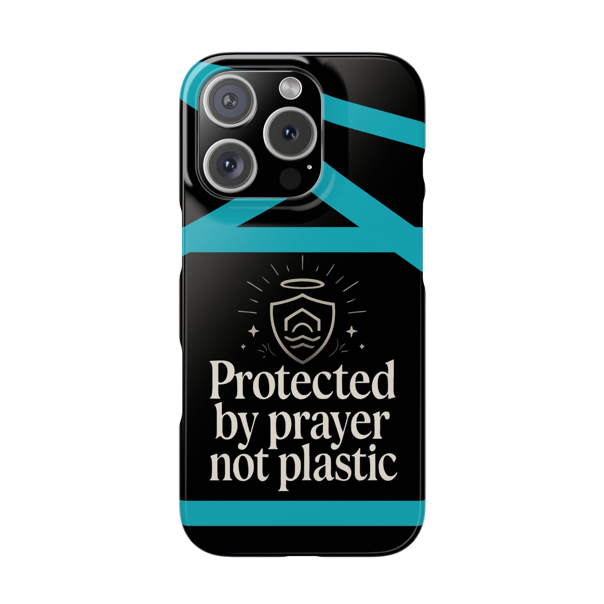 Slim Phone Case — "Protected by Prayer Not Plastic" Religious Protective iPhone Case