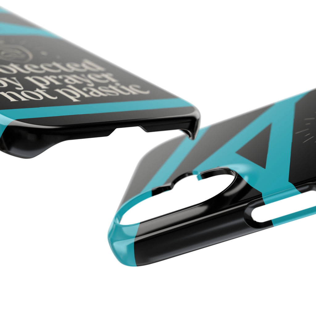 Slim Phone Case — "Protected by Prayer Not Plastic" Religious Protective iPhone Case