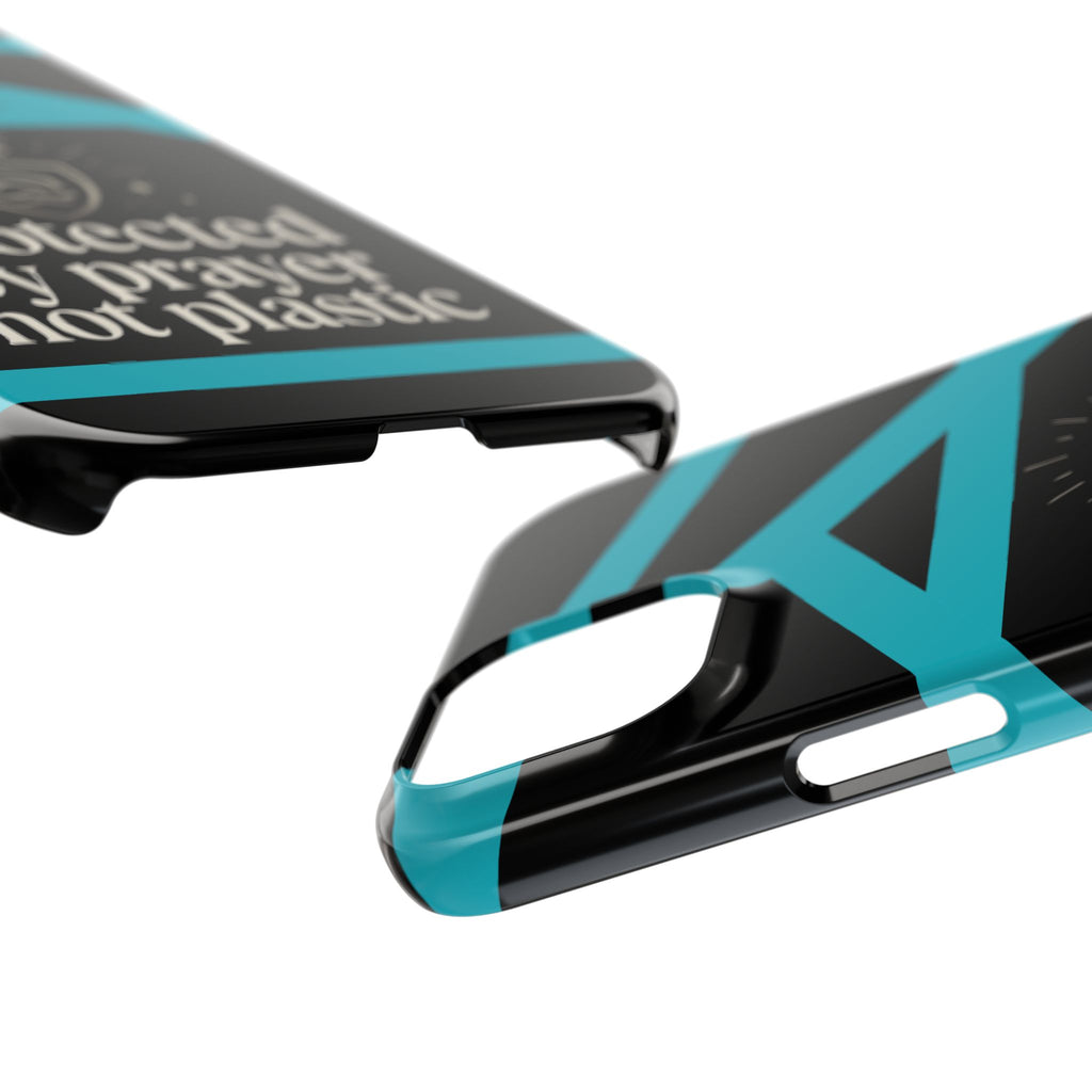 Slim Phone Case — "Protected by Prayer Not Plastic" Religious Protective iPhone Case