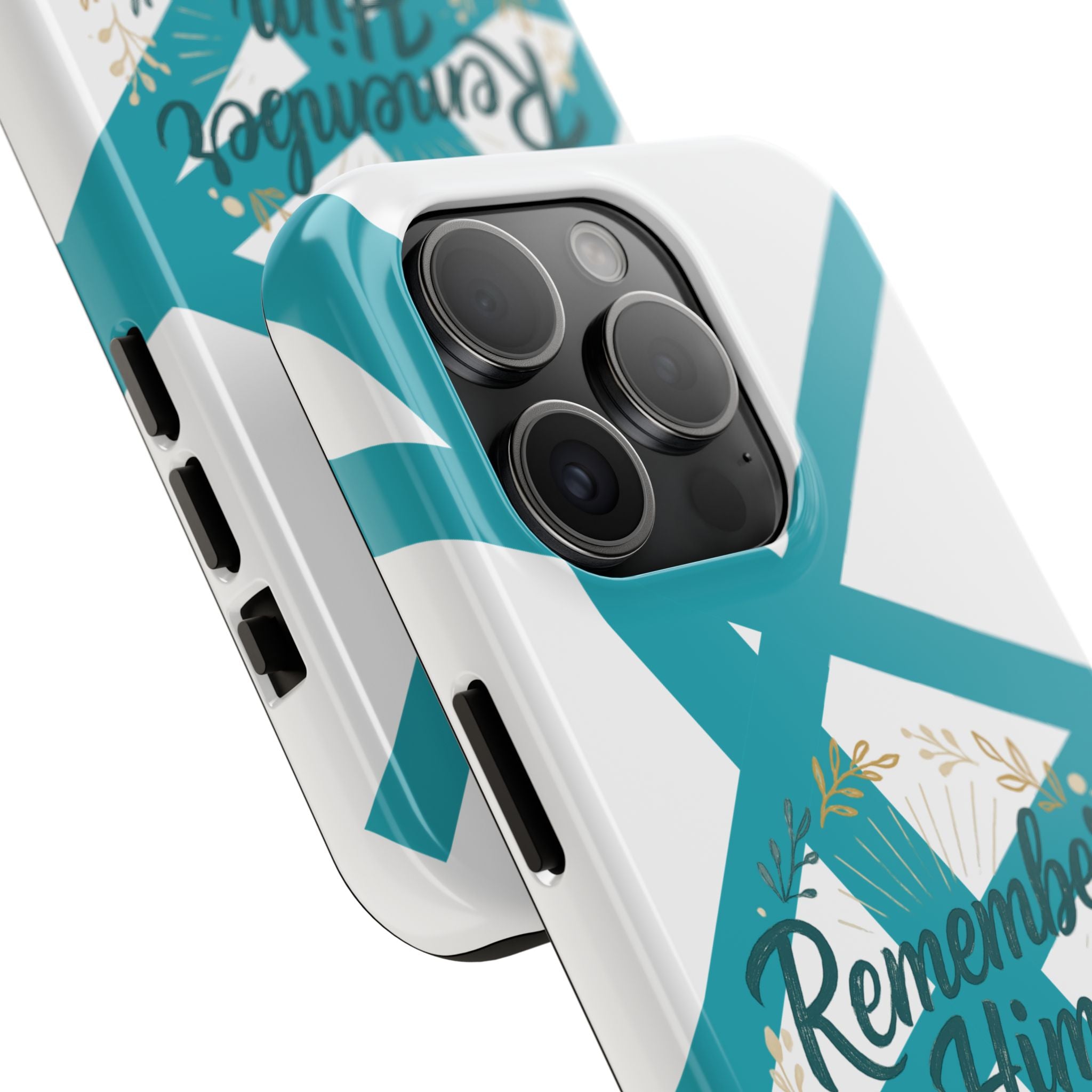 Remember Him Often Tough Phone Case — Floral Teal Memorial Protective Cover