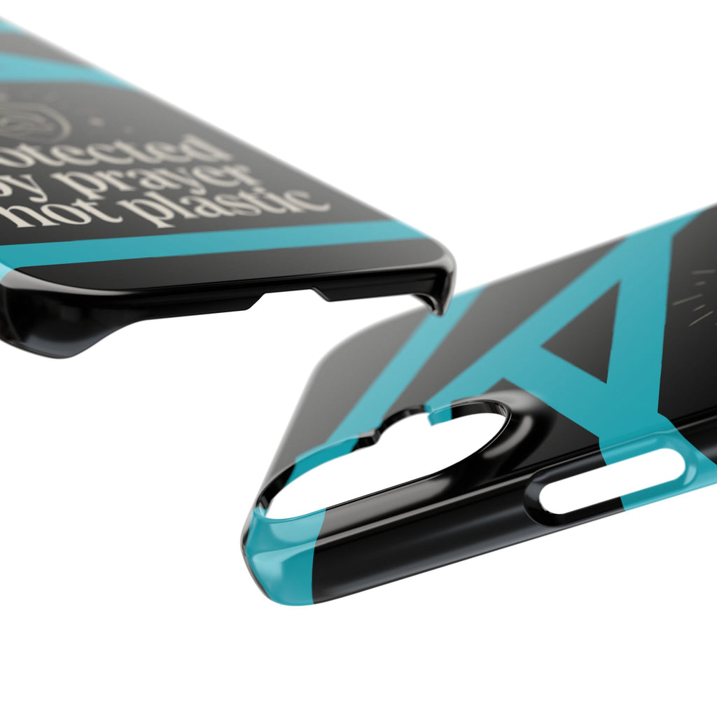 Slim Phone Case — "Protected by Prayer Not Plastic" Religious Protective iPhone Case