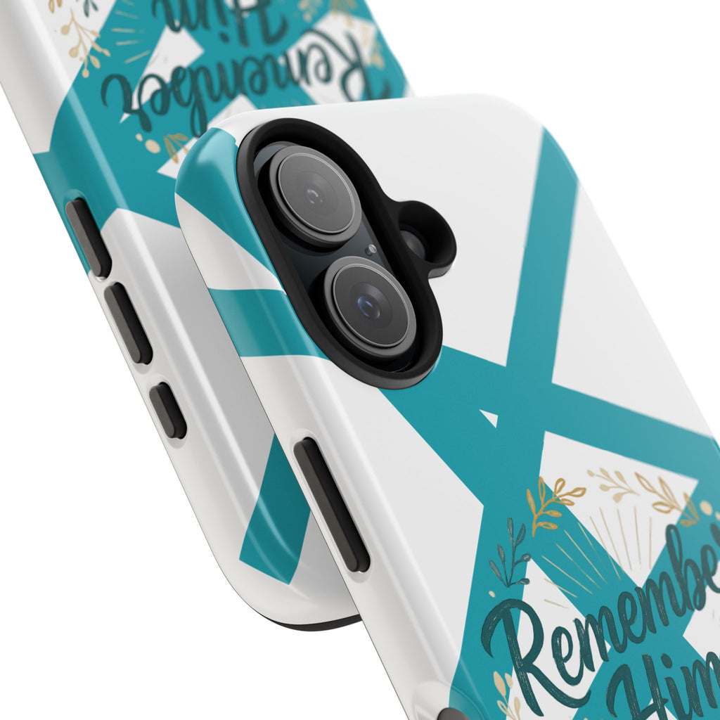 Remember Him Often Tough Phone Case — Floral Teal Memorial Protective Cover
