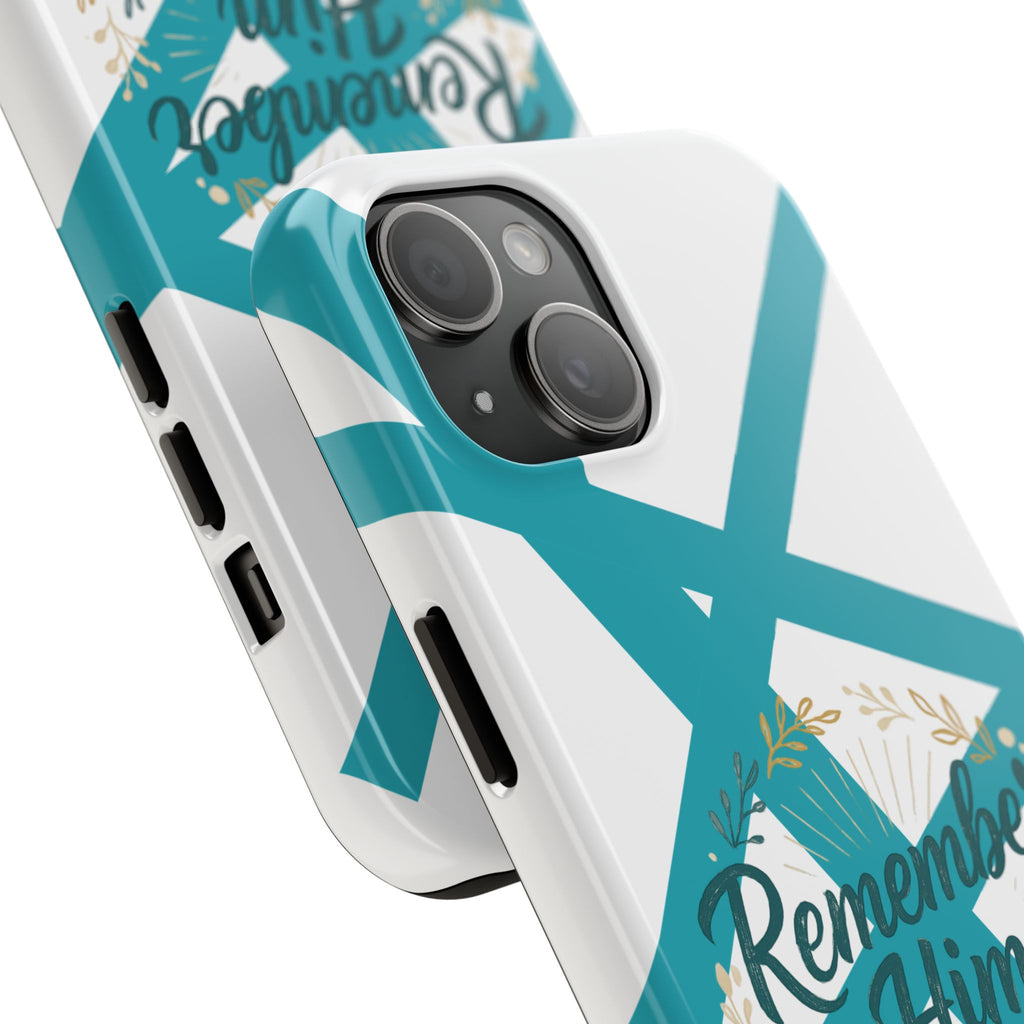 Remember Him Often Tough Phone Case — Floral Teal Memorial Protective Cover