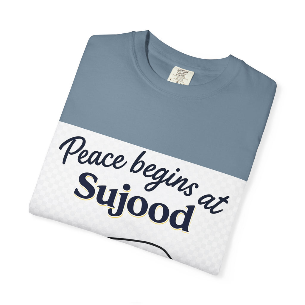 Prayer (Sujood) T-Shirt — "Peace Begins at Sujood" Islamic Faith Tee