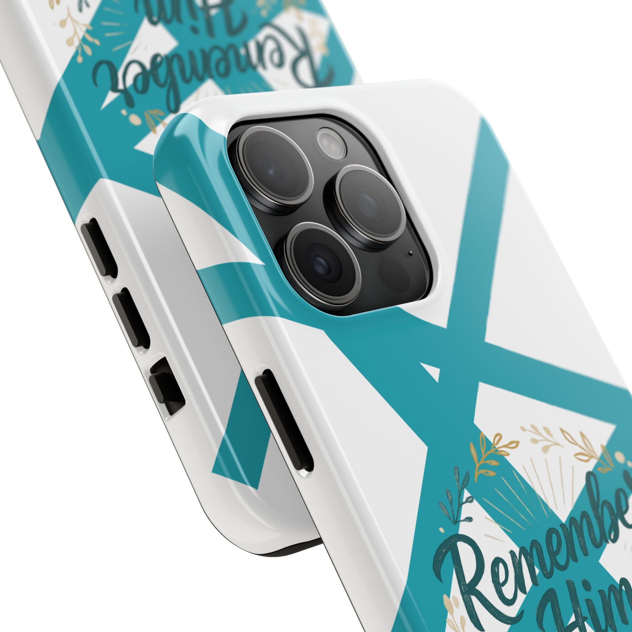 Remember Him Often Tough Phone Case — Floral Teal Memorial Protective Cover