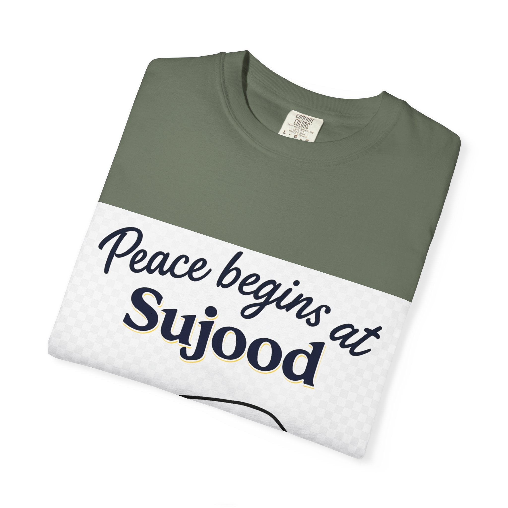 Prayer (Sujood) T-Shirt — "Peace Begins at Sujood" Islamic Faith Tee