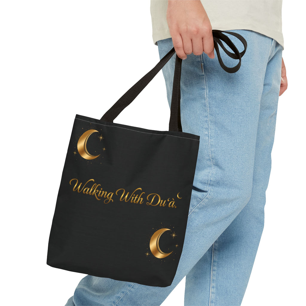 Walking With Dua Tote Bag — Inspirational Script Canvas Tote