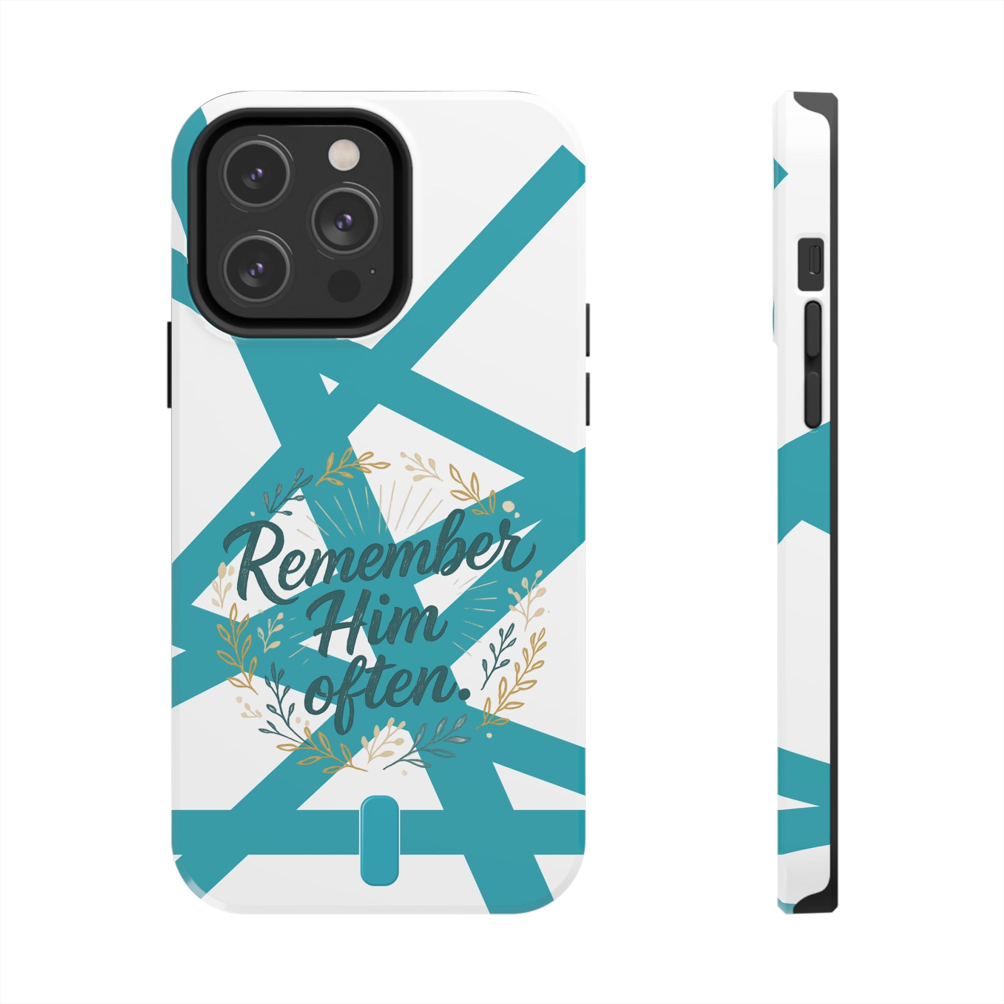 Remember Him Often Tough Phone Case — Floral Teal Memorial Protective Cover