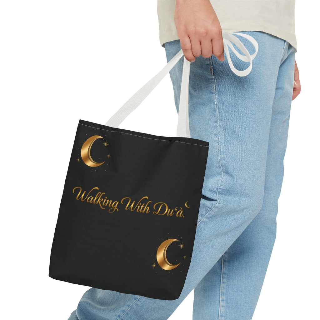 Walking With Dua Tote Bag — Inspirational Script Canvas Tote