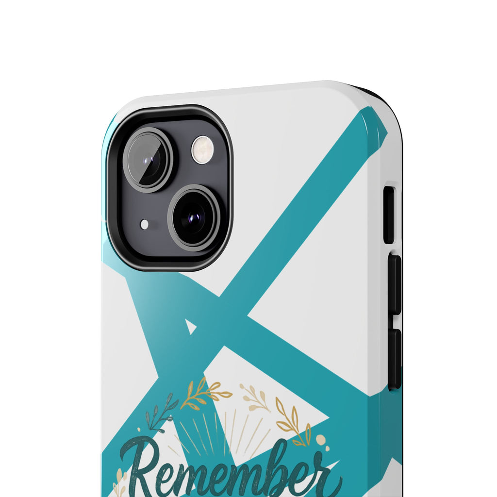 Remember Him Often Tough Phone Case — Floral Teal Memorial Protective Cover