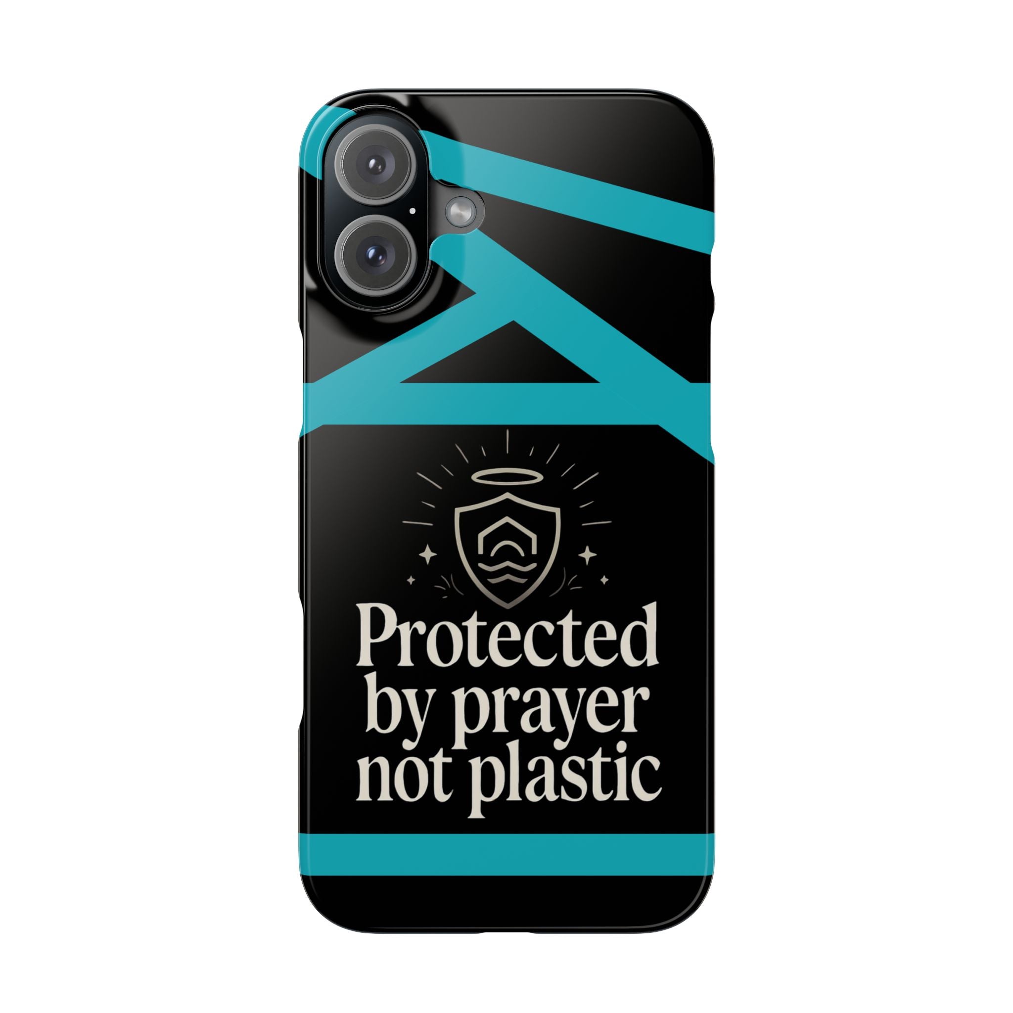 Slim Phone Case — "Protected by Prayer Not Plastic" Religious Protective iPhone Case