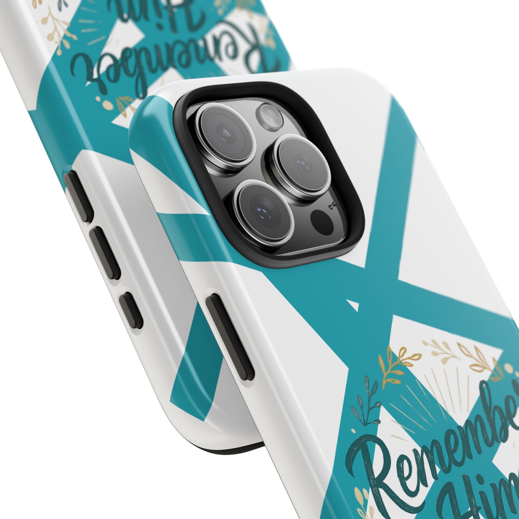 Remember Him Often Tough Phone Case — Floral Teal Memorial Protective Cover