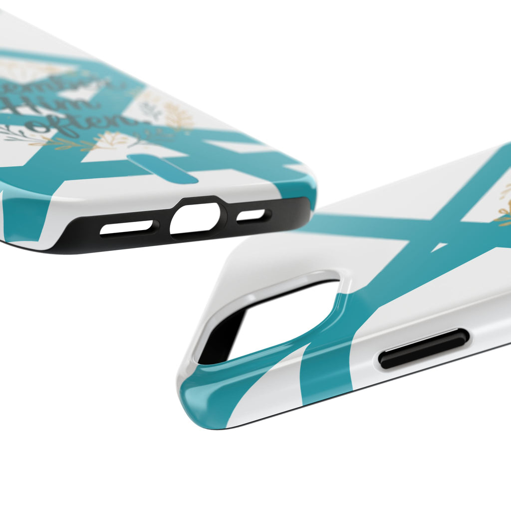 Remember Him Often Tough Phone Case — Floral Teal Memorial Protective Cover