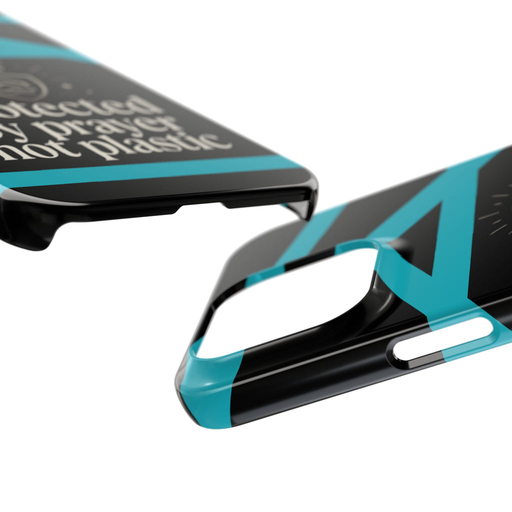 Slim Phone Case — "Protected by Prayer Not Plastic" Religious Protective iPhone Case