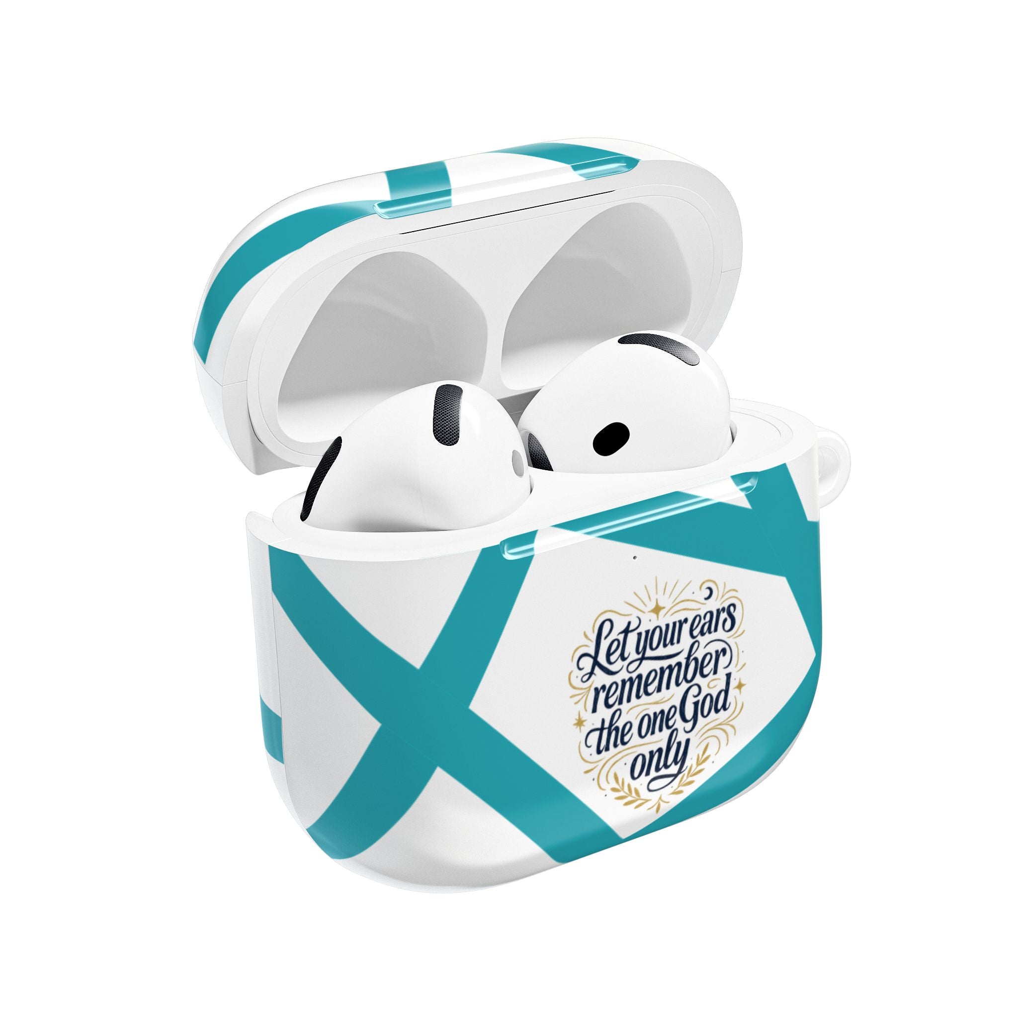 AirPod Case — Religious Star Design with “Let Your Ears Remember the One God Only”