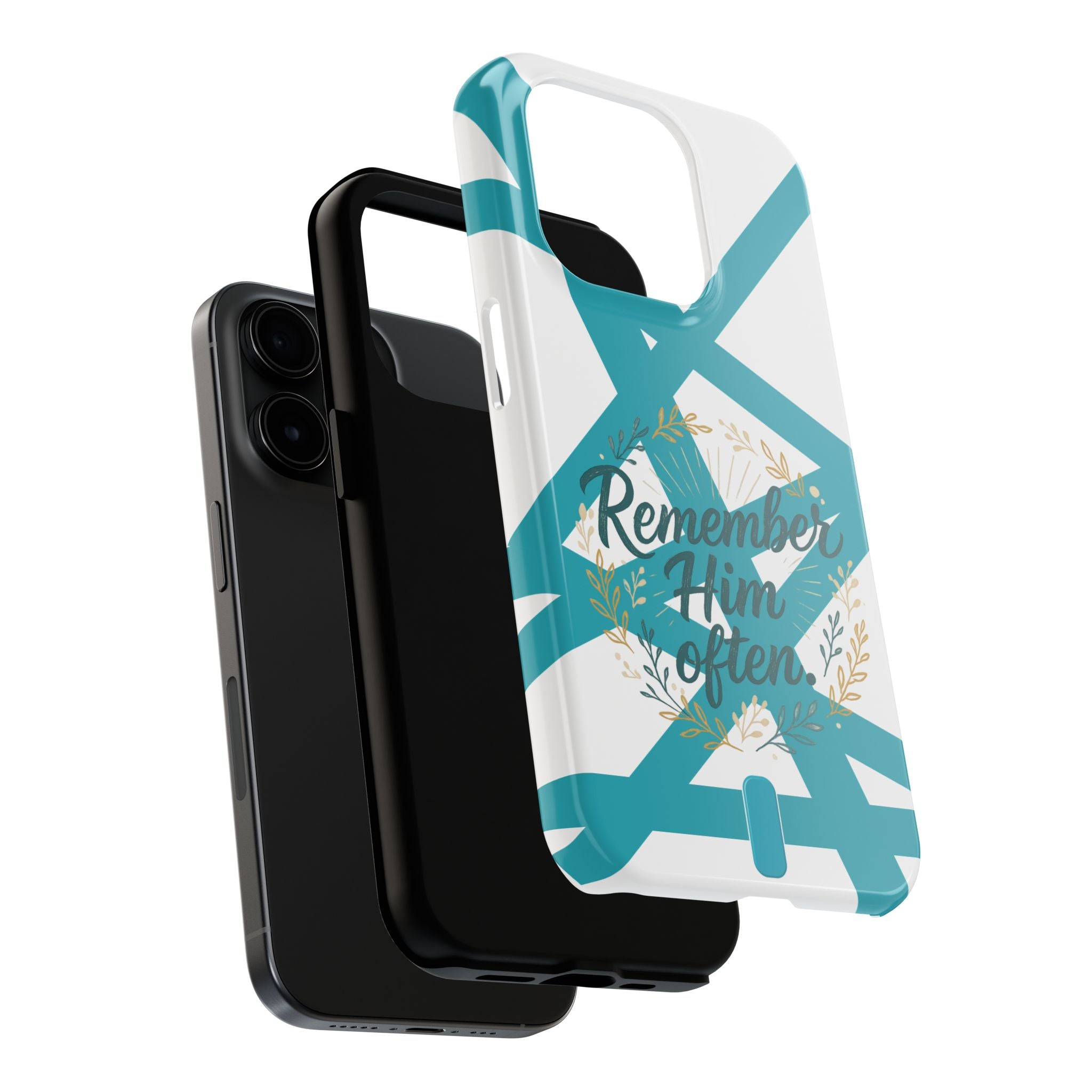 Remember Him Often Tough Phone Case — Floral Teal Memorial Protective Cover