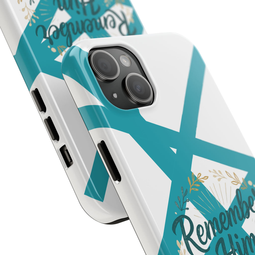 Remember Him Often Tough Phone Case — Floral Teal Memorial Protective Cover