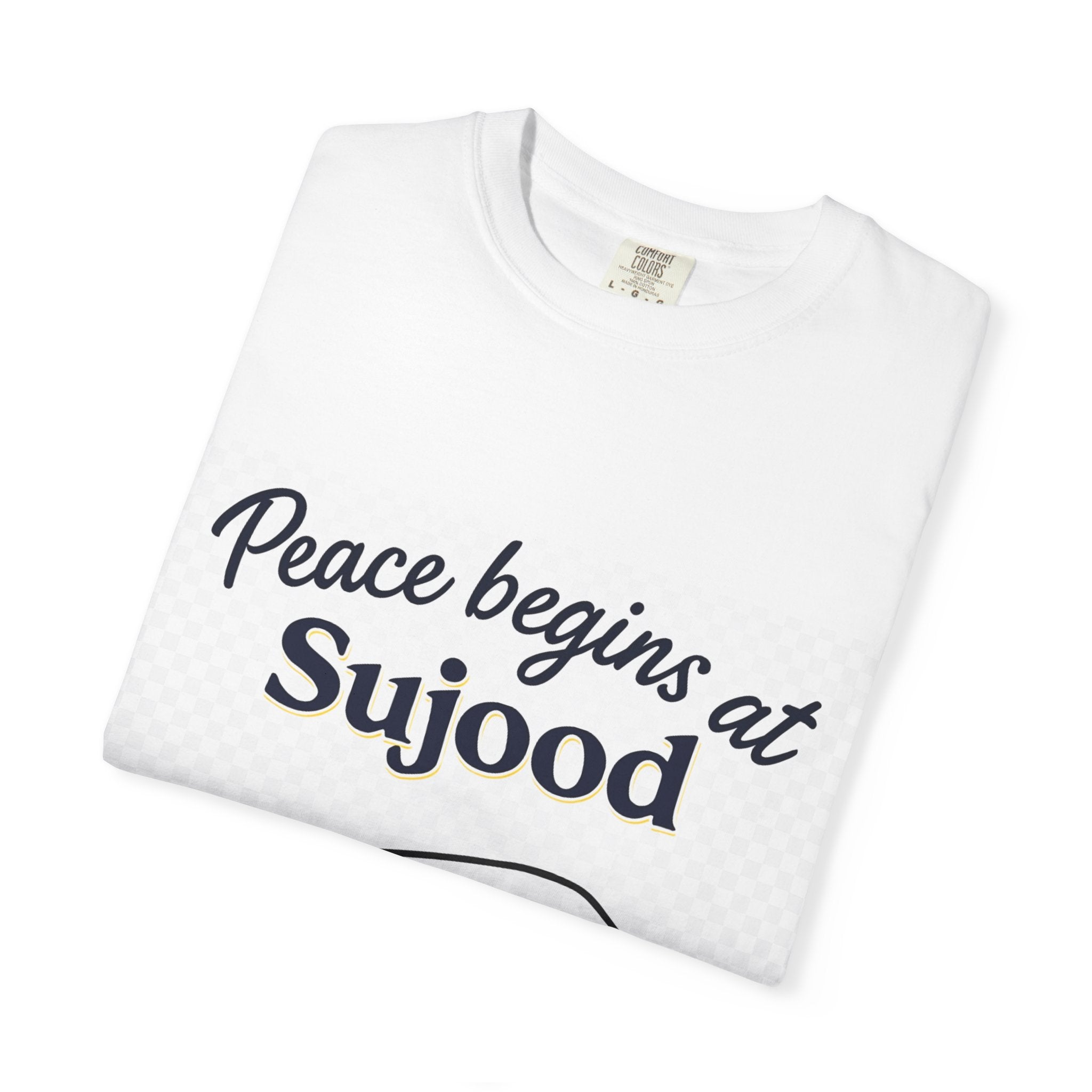 Prayer (Sujood) T-Shirt — "Peace Begins at Sujood" Islamic Faith Tee