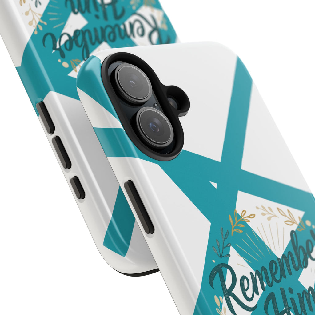 Remember Him Often Tough Phone Case — Floral Teal Memorial Protective Cover