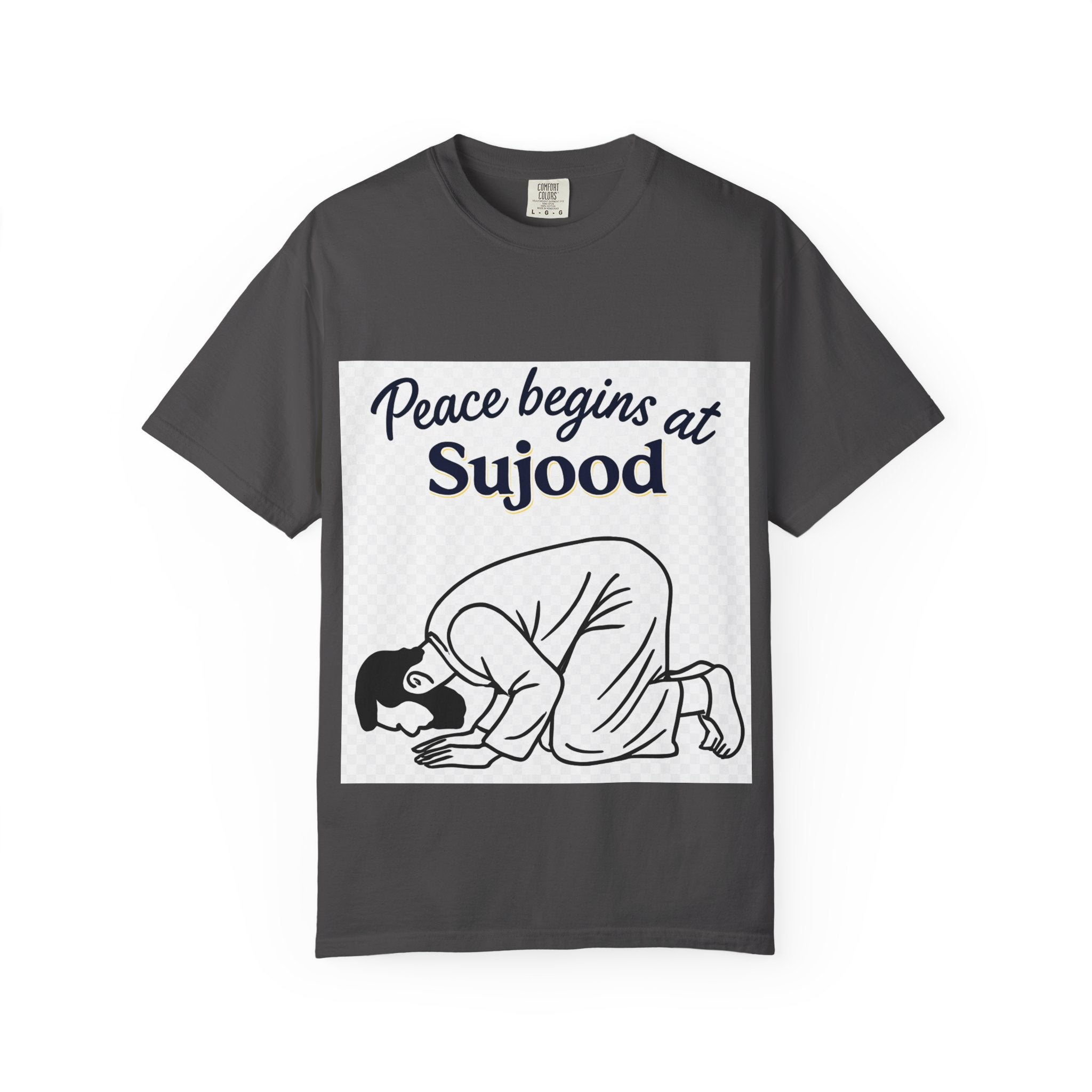 Prayer (Sujood) T-Shirt — "Peace Begins at Sujood" Islamic Faith Tee