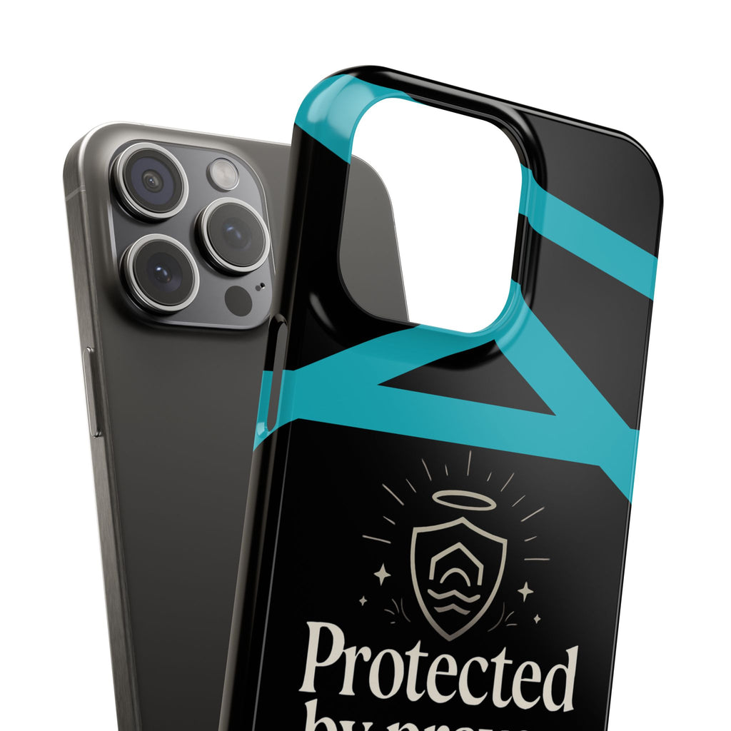 Slim Phone Case — "Protected by Prayer Not Plastic" Religious Protective iPhone Case