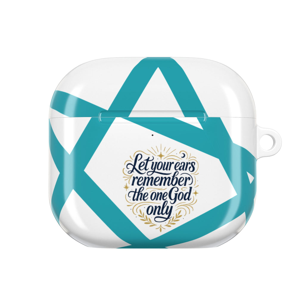 AirPod Case — Religious Star Design with “Let Your Ears Remember the One God Only”