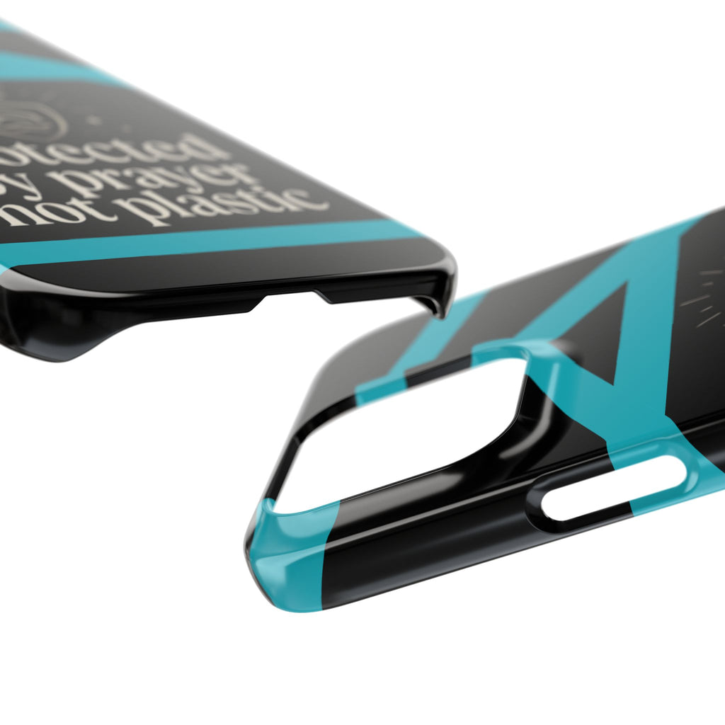 Slim Phone Case — "Protected by Prayer Not Plastic" Religious Protective iPhone Case