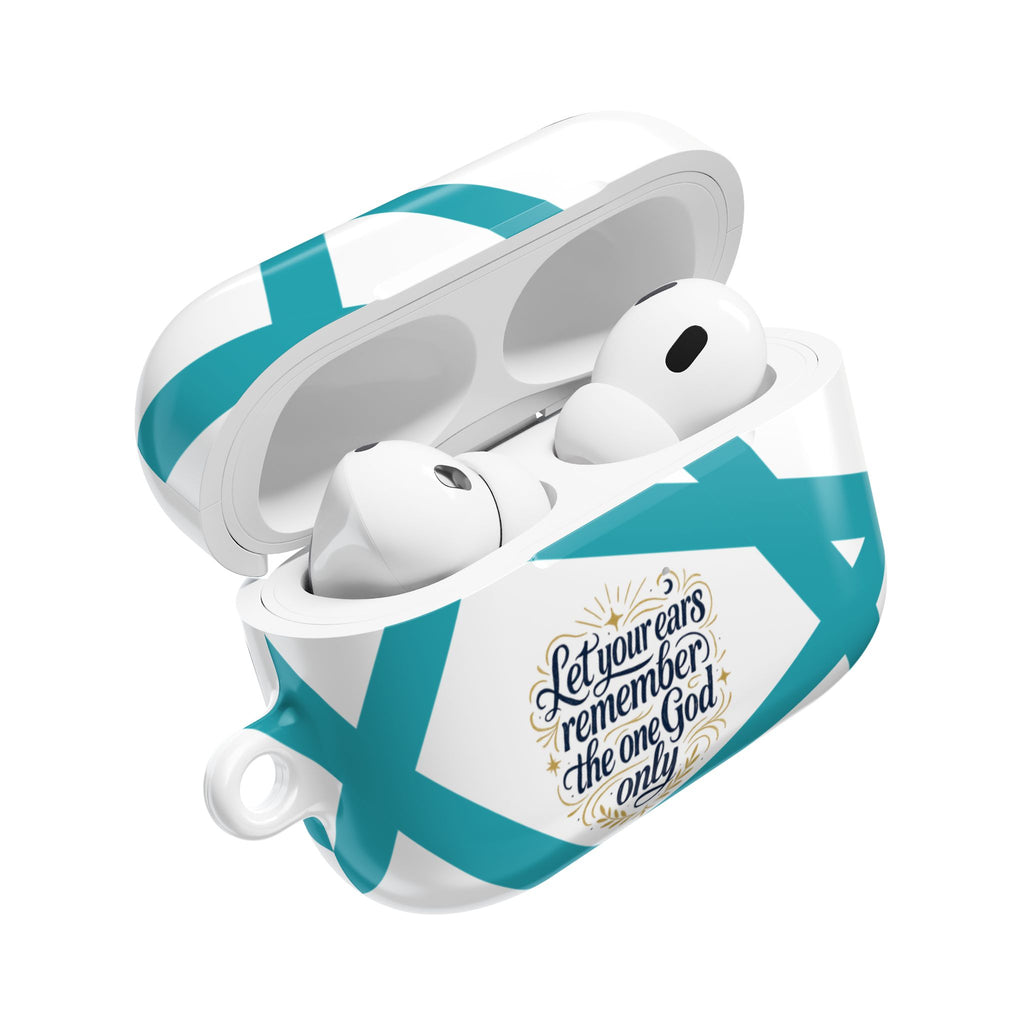 AirPod Case — Religious Star Design with “Let Your Ears Remember the One God Only”